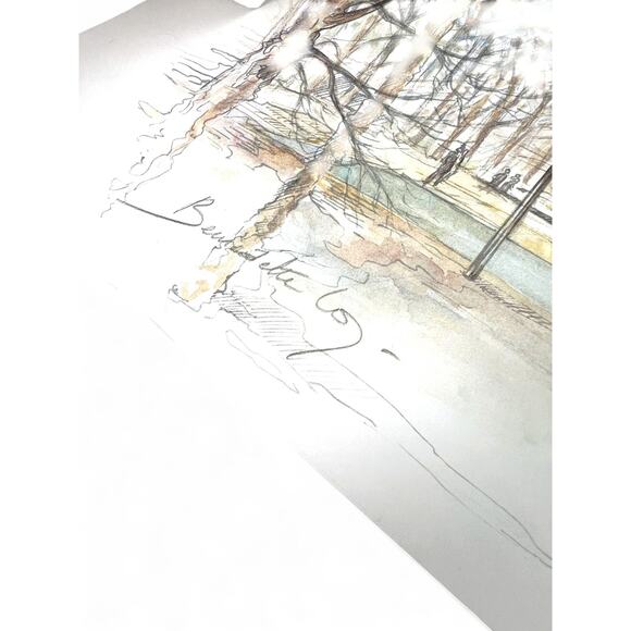 Paris street scene with Eiffel Tower  Signed Lithograph pRINT  France Poster Art - Picture 3 of 5